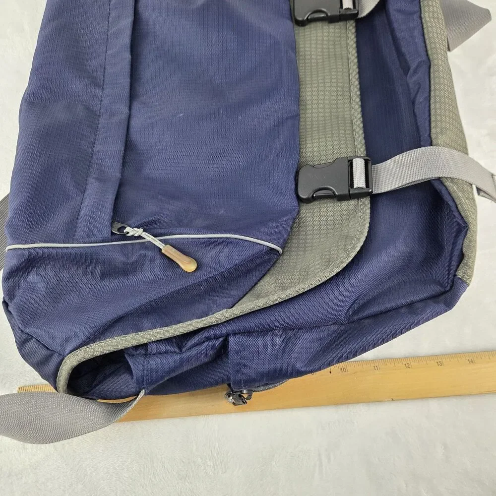 LL Bean Vintage Blue Gray Padded Laptop Messenger Shoulder Bag Briefcase